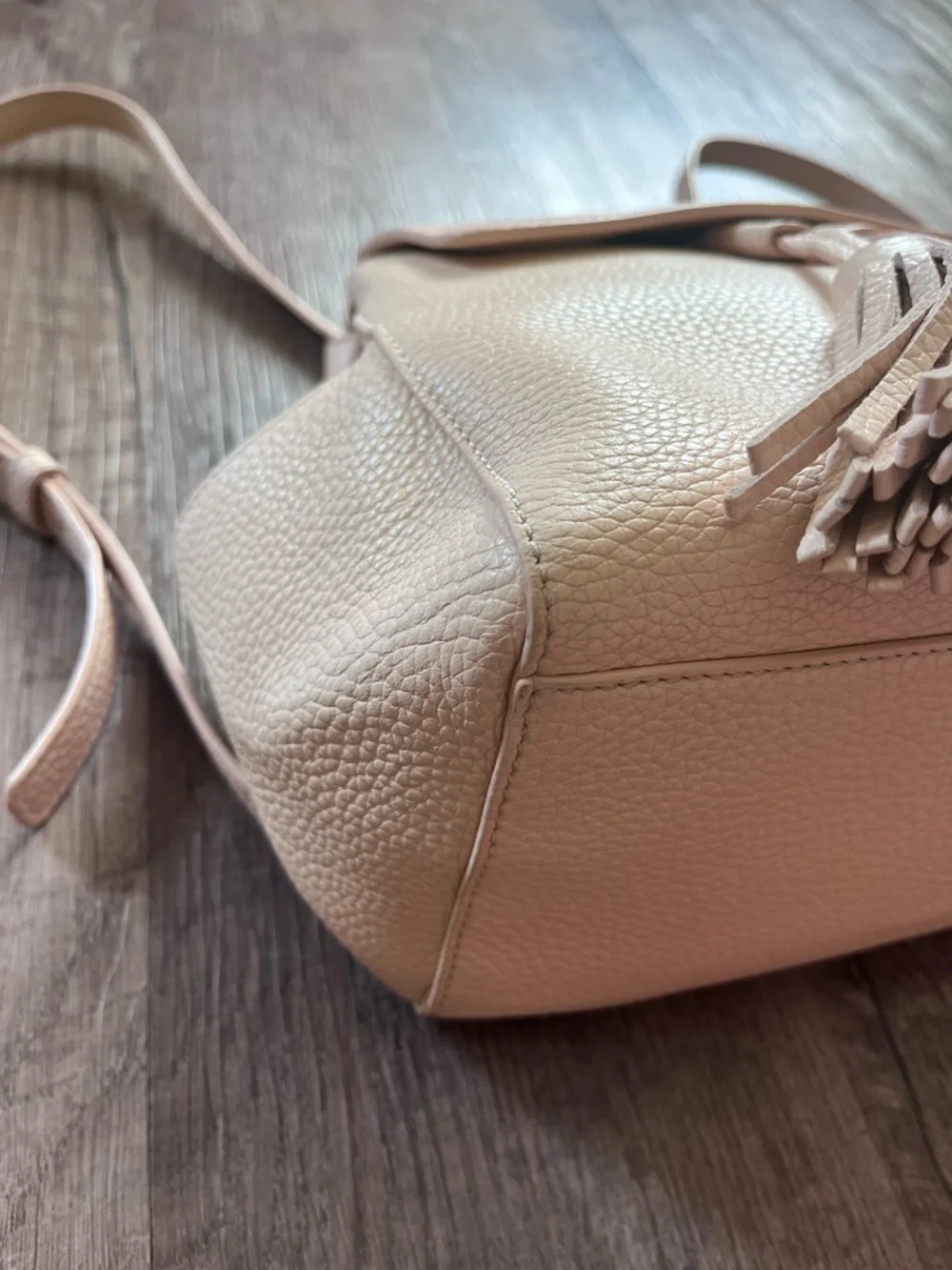 Tory Burch Thea Backpack Mini Pale Pink Pebbled Leather Tassel